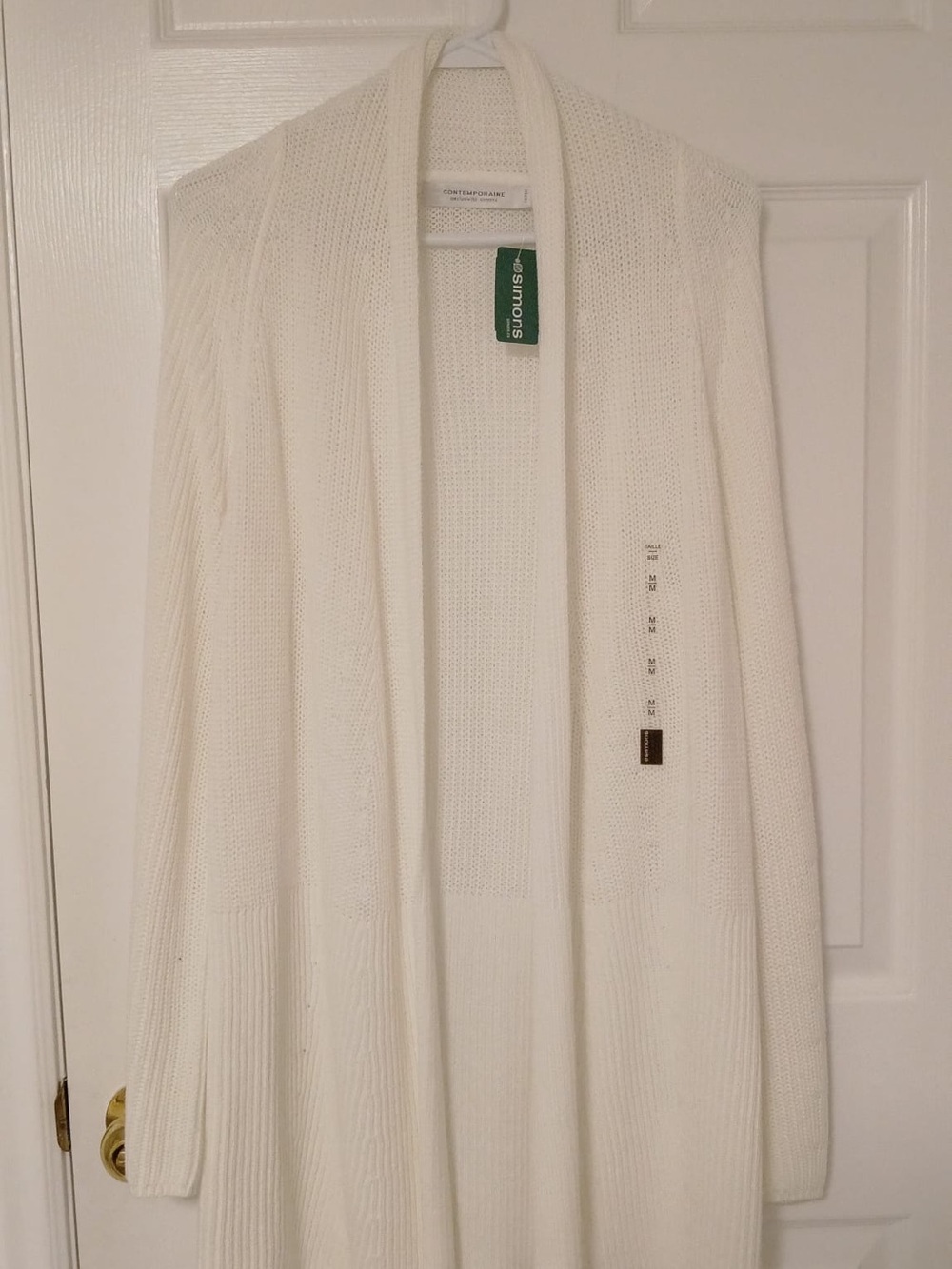 Simons Cream Open-Front Knit Cardigan